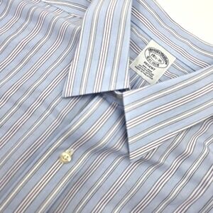 Brooks Brothers REGENT Men Purple Stripe Button Long sleeve Non Iron 15 1/2-35